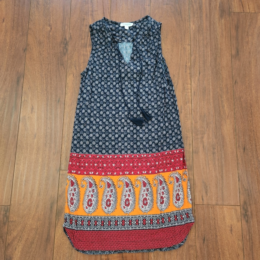 BEACHLUNCHLOUNGE COLLECTION V- NECK WITH TIE TASSLE SUMMER DRESS